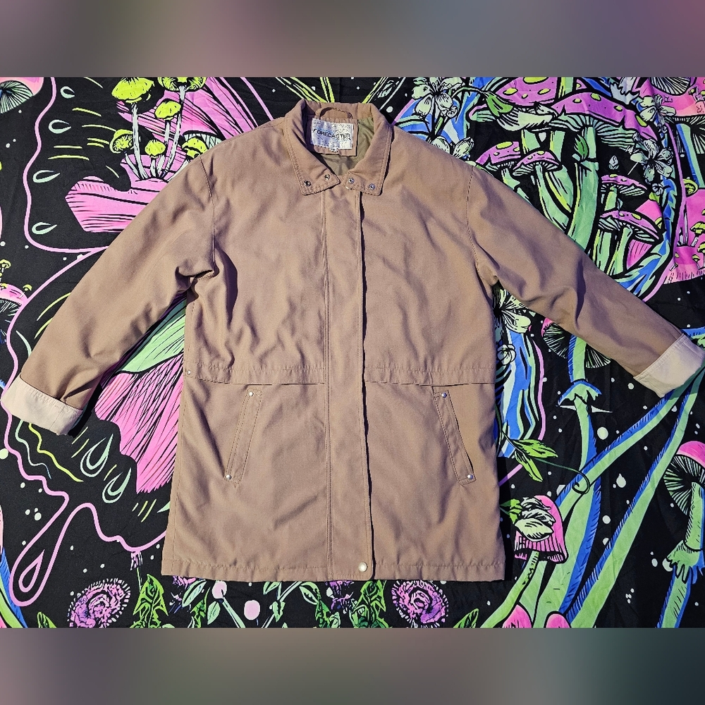 Forecaster Of Boston Xs Brown/tan Womens Zip Up Rain Jacket Padded Shoulders